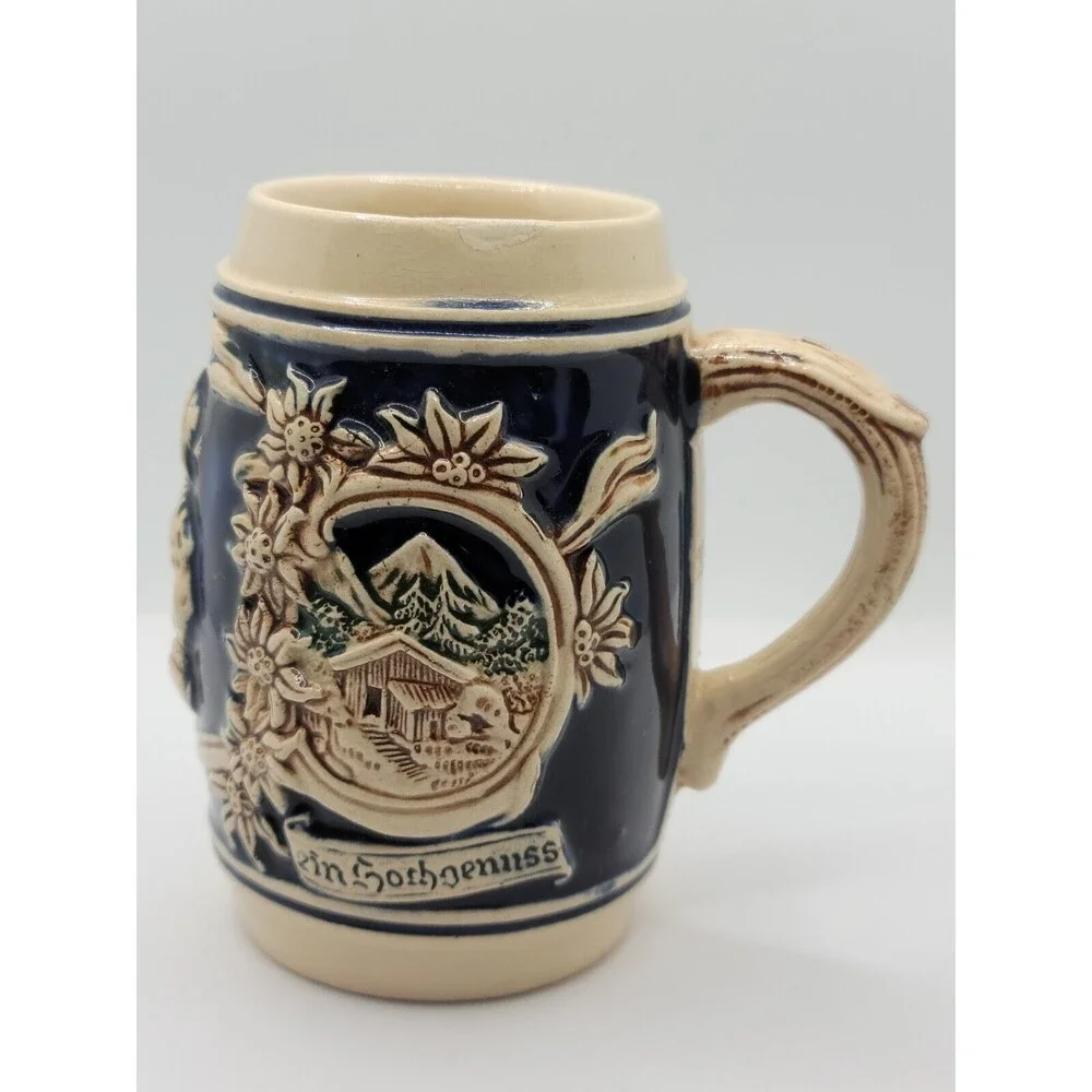 Gerz Germany Beer Stein Couple Kissing Flirting Lovers Courting No Lid 4.5”